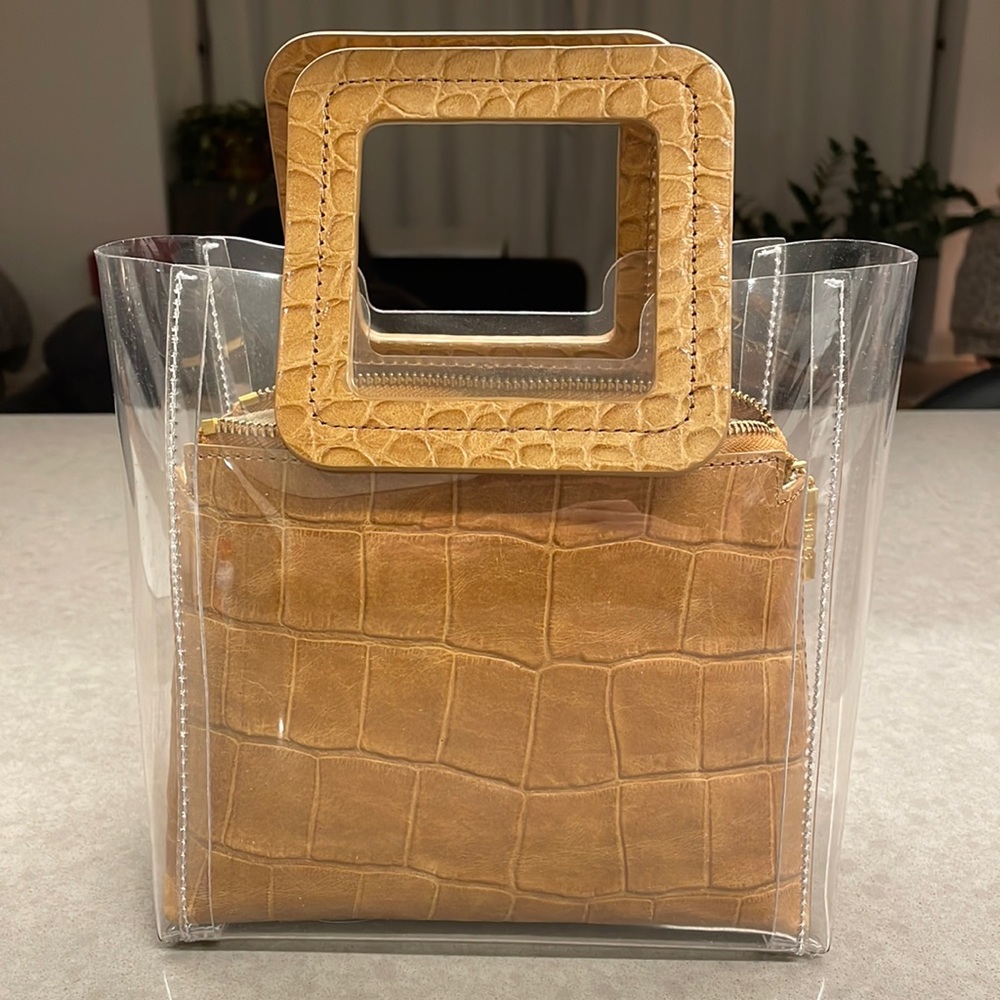 Staud Clear PVC and Crocodile-Embossed Tote Bag